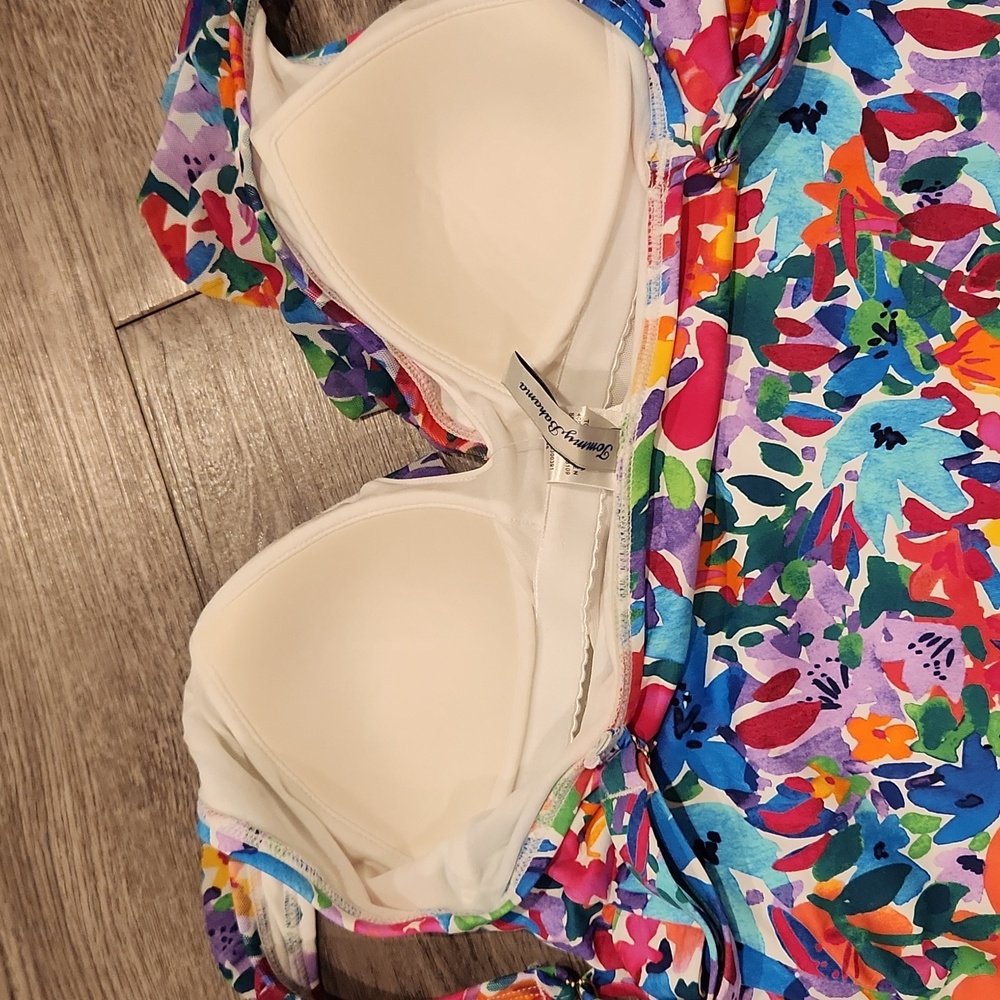 NEW W/Tags- Tommy Bahama Watercolor Floral Wrap Swimsuit- Size 14 - Picture 6 of 6